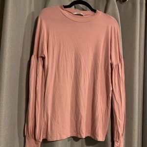 Pink balloon sleeve shirt